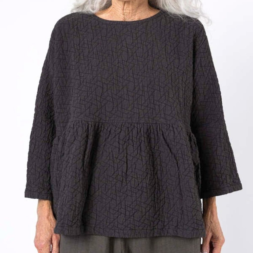 ISO Black Crane Ruffle Top - Black